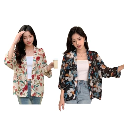 Image of TOPLOT Women's Shrug | Stylish Layering Top | Floral Design Shrug | Easy Wear Structure | Trendy Look Styling | Versatile Casual & Everyday Fashion| Available in Pack of 2 (5148)