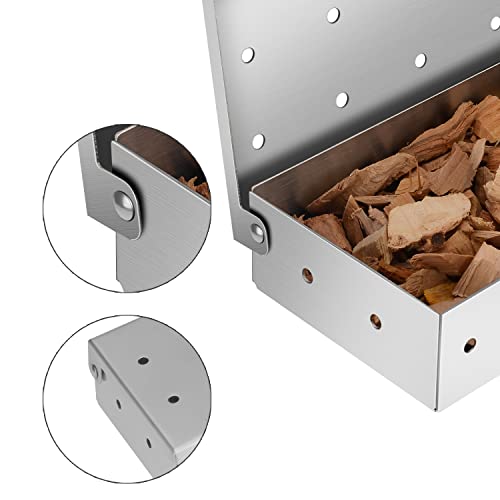 Rulunar Smoker Box For Gas Grilling Wood Chip Smoker Box Stainless Steel Meat Smoky Flavor Grill Smoker Box #TOP2