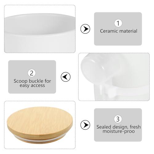 Tarro de cerámica para evitar humedad Outanaya con tapa sellada y cuchara 4