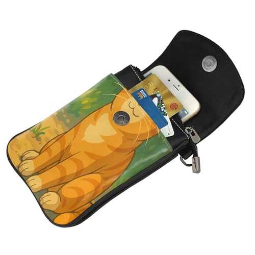 Cell Phone Crossbody Purse Funny Orange Tabby Cat Womens Shoulder Wallet With Phone Pocket4