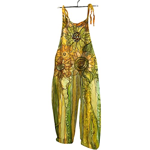 Jumpsuits For Women Sexy Spring Outfits For Women 2023 Overalls For Women Loose Fit Bohemian Resort Cute Y2K Bodysuit Cruise Wear For Women 2023 Spaghetti Straps Relipop Romper(A12 Yellow,Small) #TOP2