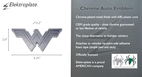 Image of Elektroplate Officially Licensed DC Comics Wonder Woman OEM Emblem for Cars, Trucks, and All Auto | Universal Fit at 4.25 inch x 2.0 inch | Weatherproof
