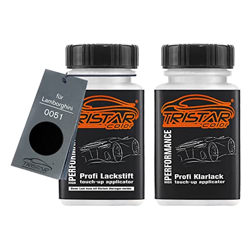 TRISTARcolor Autolack Lackstift Set für Lamborghini 0051 Nero Aldeberan Basislack Klarlack je 50ml