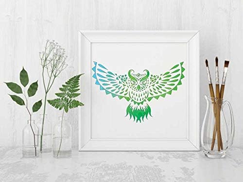 Miniatura 4 de Plantillas de animales para pintar sobre madera, tela, paredes, aerógrafo y más  Plantilla Mylar reutilizable (búho)
