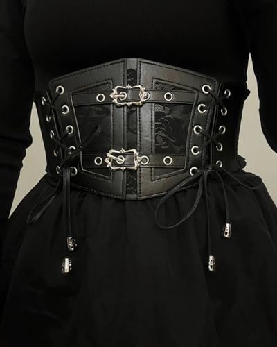 Women's Elastic Corset Belt Sides Lace-up Underbust Wide Costume Belts for Women4
