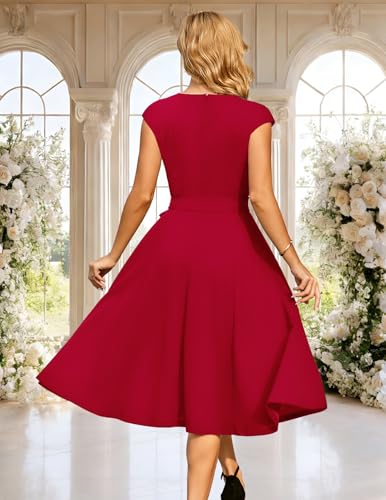 Image of DRESSTELLS Women's Cocktail Dresses, Formal Wedding Guest Modest Church Vintage Tea Party Midi Evening Dress