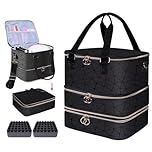 Nail Polish Organizer Case,3 Layer Nail Lamp Storage Bag Holds 84 Bottles (15ml/0.5 fl.oz) Nail Bag &Nail Lamp,Nail Polish Carrying Case Nail Kit Supplies Organizer Bag - Black