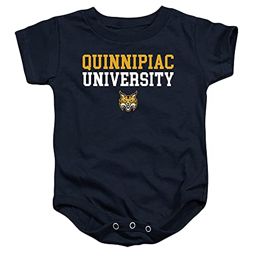 Quinnipiac University Official Stacked Unisex Infant Snap Suit for Baby,Navy, 24 Months