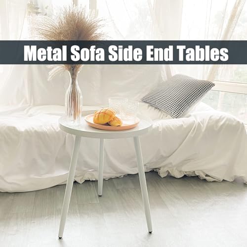 Table d'appoint ronde blanche pour salon et chambre - 6
