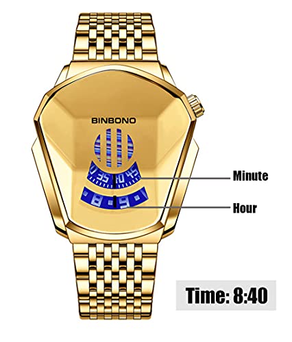 Gosasa Simple Fashion Cool Student Men's Casual Waterproof Stainless Steel Quartz Wristwatch Geometric Shape Case Creative Men's Digital Watch