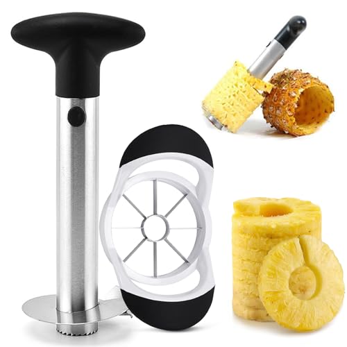 2 Teiliges Ananas Apfelschneider Kombi Set, Edelstahl Apfelschneider Ananasschneider Und Entkerner Apfelentkerner Ananasschneider Entkerner Werkzeug, Verdickte Scharfe Klinge