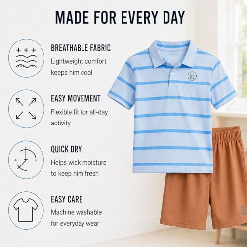 Image of AEROPOSTALE Boys Shorts Set 2 Piece Polo Shirt and Matching Shorts | Structured Collar, Two-Button Placket, Embroidered Logo Detail, Short Sleeve Design