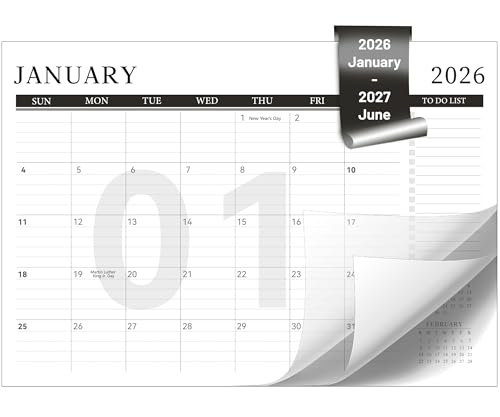 Image of Yoment Desk Calendar Refill 2026-2027, Jan 2026-June 2027, Large 10 inchx16 inch Monthly Planner with to-do Lists 18 Months Calendar for Office School Home, Black