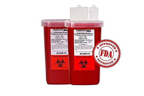Oakridge Products 1 Quart Size Sharps And Needle Container. Integrated Needle Unwinder #TOP1