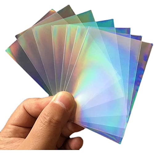 100 Pcs Rainbow Color Foil Card Sleeves, Clear Game Cards Foil Protector Baseball Card Protective Sleeves Holographic Foil Film Card Binder For Sports Cards #TOP5