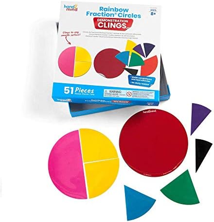 Hand2mind Rainbow Fraction Circles For Kids Ages 8 13 Demonstration Fraction Circle Clings Fractions Manipulatives For Identifying Circles Homeschool Supplies 51 Pieces Amazon Sg Toys