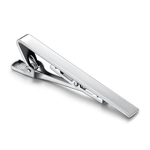 FATASH Men's Tie Clip, Tie Accessories Made of Stainless Steel and Minimalist Design, Classic Tie Clip for Daily Office Use and Formal Occasions - Silver