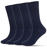 Athlemo Men's Bamboo Dress Premium Socks 4 Pack Crew Business Casual Breathable Sock Odorless Navy 1