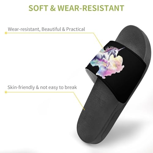 White Unicorrn Rainbow Galaxy House Sandals Non-Slip Bathroom Slippers Beach Summer Shoes for Men Women3