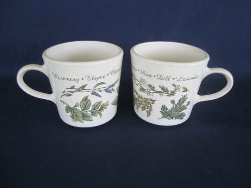 (2) Vintage Corelle Corning Ware Thymeless Herbs Cups Mugs - Set of 2