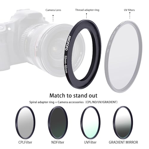 Image of 52mm to 62mm Step-Up Ring Filter adapter /52mm to 62mm Camera Filter Ring for 62 mm UV,ND,CPL,Metal Step Up Ring
