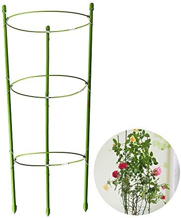 EFFT Life 2 Pack Plant Support Ring Garden Trellis Flower Iron Support Climbing Vegtables Fruit Grow Cage with 3 Adjustable Hoop 17.8"