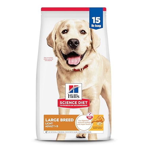 Hill's Science Diet Large Breed Light Adult Dry Dog Food 1-5, Quality Protein for Weight Management Support, Chicken & Barley, 15 lb. Bag