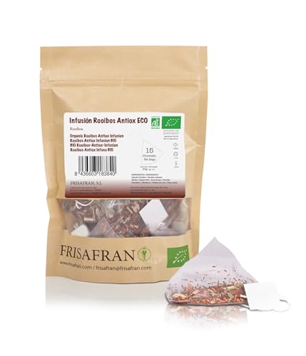 FRISAFRAN | Infusion Rooibos Antioxidante Eco en Pirámides 15Uds | 30g | Infusión | Nutritivo | Hidratante | Refrescante | rooibos | te roibos | infusion en bolsitas | vitaminico | bebida saludable FRISAFRAN | Infusion Rooibos Antioxidante Eco en Pirámides 15Uds | 30g | Infusión | Nutritivo | Hidratante | Refrescante | rooibos | te roibos | infusion en bolsitas | vitaminico | bebida saludable