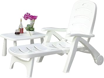 Patio Lounge Chair, 450lbs Weight Capacity,with Rollers Adjustable Pool Sun Tanning Chairs,Suitable for Beach, Ceck, Pool Table*1+Chair*1