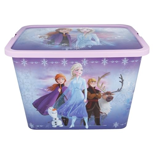 KP Pharma Disney Frozen Kids Storage Box 7L – BPA-Free Plastic Toy Storage Box with Click Lock Lid, Lightweight & Durable – Perfect for Organising Toys, Books, Blankets and Clothes (29 x 19 x 19 cm)
