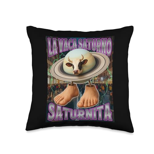 Saturnita La Vaca Saturno Italian Brainrot Birthday for Kids Throw Pillow