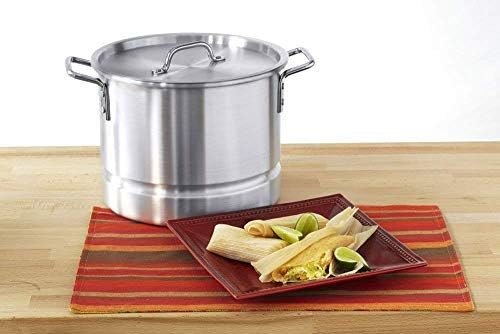 Stock-Pot 8 Qt Aluminum Steam-Pot with Steamer Rack TamalesHeavy Duty Commercial Kitchen Restaurant Olla