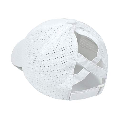 Bonvince Womens Criss Cross Ponytail Hat Quick Drying Baseball Cap Sun Hats Uv Protection Sport Caps White #TOP15