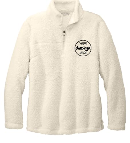 INK STITCH Women L130 Custom Embroidery Add Logo Texts Personalized Sherpa Cozy Quarter Fleece Zip Up2