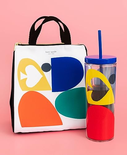Image of kate spade new york Cute Lunch Bag for Women, Large Capacity Lunch Tote, Adult Lunch Box with Silver Thermal Insulated Interior Lining and Storage Pocket, Spade Colorblock