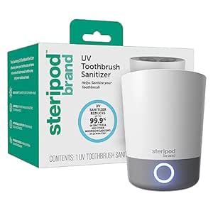 Steripod Brand UV Home Countertop Toothbrush Sanitizer, Reduces Harmful Microorganisms, Toothbrush Holder and Cleaning Station, Holds Four Toothbrushes