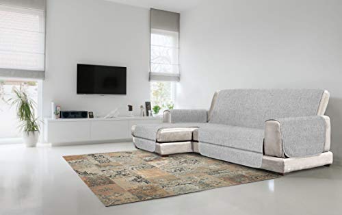 Italian Bed Linen Cubierta de sofá Anti-Deslizamiento Confort con chaiselongue,290cm, Gris