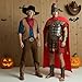 Mepase 5 Pcs Western Cowboy and Roman Emperor Costume Accessory Cowboy Hats Scarf Vest Roman Soldier Helmet and Cloak Gladiator Outfit for Adult Men Women Halloween Dress up Party Cosplay