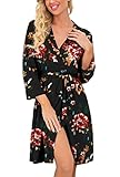 PrinStory Women Kimono Robes Short Lightweight Robe Soft Knit Sleepwear Casual Knit Bathrobe Ladies