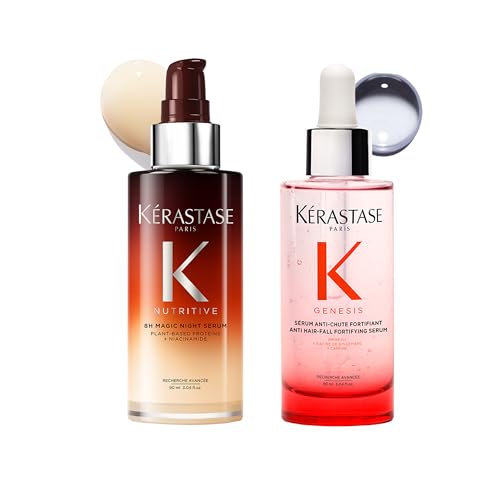 KÉRASTASE - Routine de Nuit - Réparation intense - Double action Anti-chute et Nutrition - Sérum Génésis Anti-Chute et Anti-Casse - 90ml + Sérum Nutritive 8h Night...