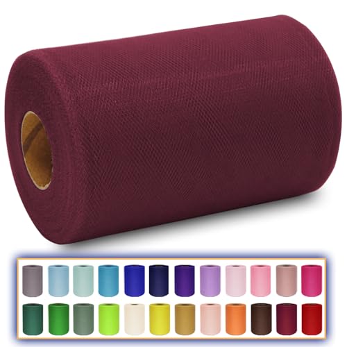 Burgundy Tulle Fabric Roll 6 Inch x 100 Yards