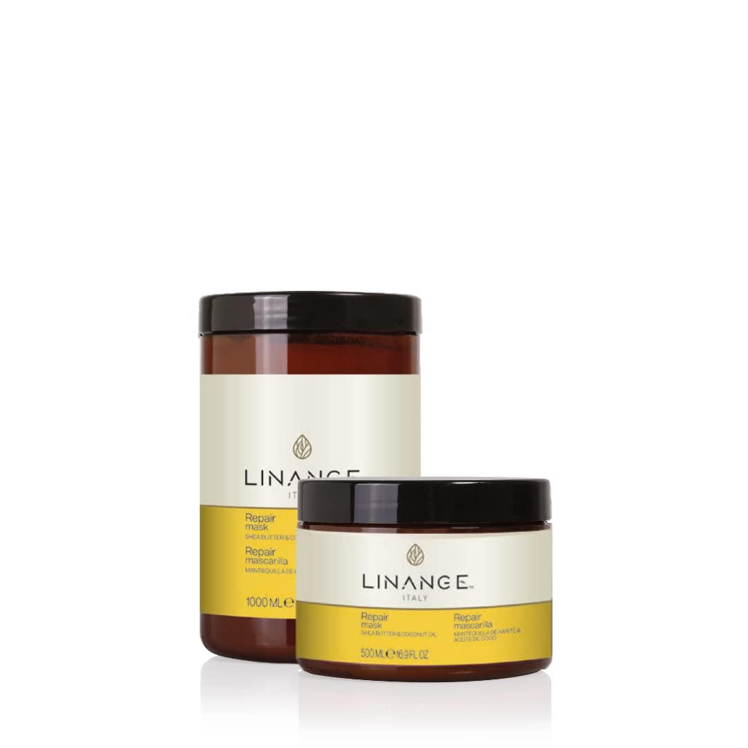 LINANGE Repair Mask with Shea Butter & Coconut Oil 500ml/16.9 oz - Free Starry Lip Plumping Gloss 10ml