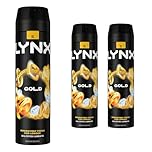 Lynx XL Gold Body Spray Deodorant for Men 200ml Pack of 3, 48H Odour Protection Bodyspray Aerosol, High Definition Masculine Fragrance, Lynx Deodorant Mens Everyday Freshness