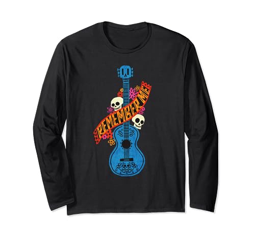 Image of Pixar Coco Remember Me Guitar With Skulls Long Sleeve T-Shirt