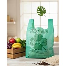 JS Green Biodegradable Plastic T-shirt Shopping Bags 11.5x6x21-13mic 100