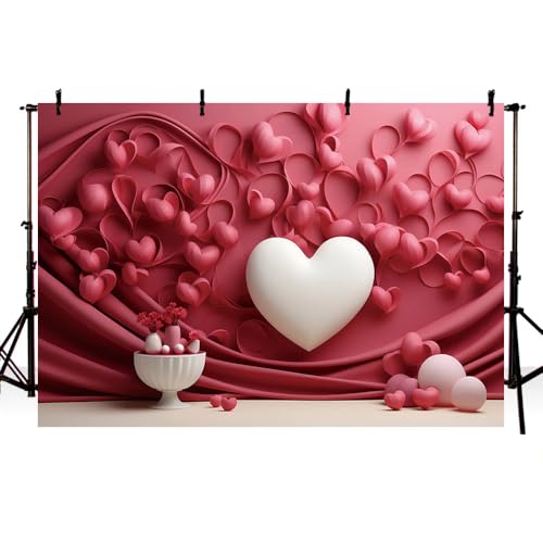 MEHOFOND Telón de fondo de fotografía para el día de San Valentín, 1,5 x 2,1 m, diseño de rosa roja, corazón de madera, para adultos, niños, retrato para el hogar, decoración de vacaciones, papel