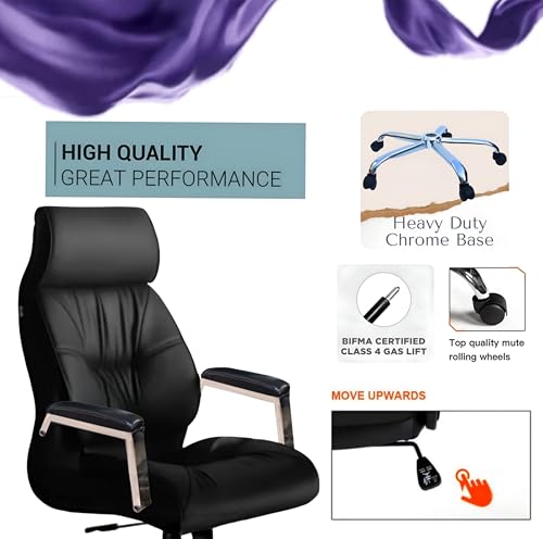 Image of S-90 Black Executive Ergonomic High Back Boss Chair Leather Office Chair /Director Chair /Leatherette Executive Revolving Chair for Ultra Head Support