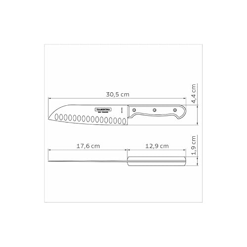 Miniatura 5 de Tramontina Cuchillo Santoku Acero Inoxidable Polywood Castaño 18 Cm