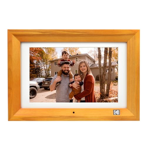 KODAK Digital Photo Frame 10 Inch No WiFi Digital Picture Frame with Remote Control, Wood Electronic Frame with 8GB Storage, 1280*800 High Resolution IPS Display Images/Videos, Automatic Switch On/Off