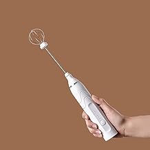 Milk Foam Machine and 3 Speed Adjustable Eggs Bat USB Rechargeable for Cappuccino, Latte and Hot Chocolate with 2 Stainless Steel Whiskers - Easy to Use and Practical - Colors (White)